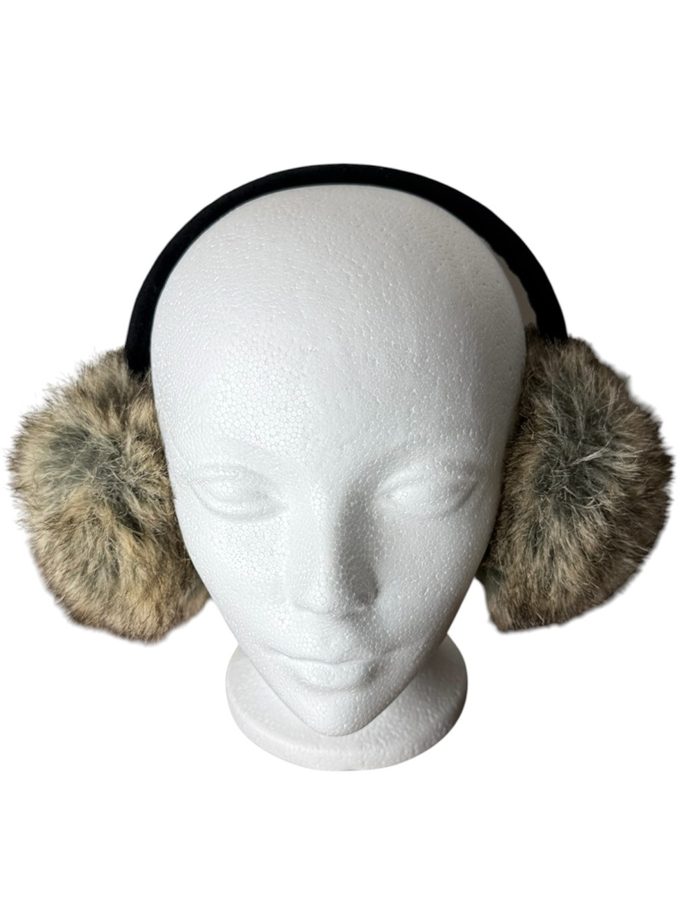 Plush Faux Fur Ear Muffs Warmer Fuzzy Snow Black